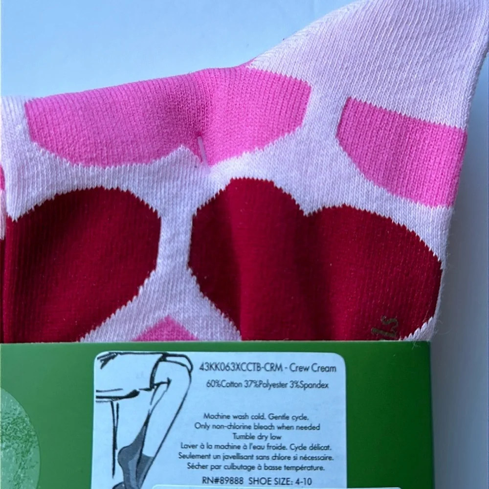 LAST ONE‼️Kate Spade Valentine Hearts 3 Pack Crew Socks Hearts - Picture 5 of 5
